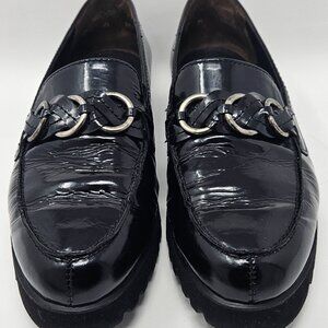 Paul Green Black Patent Lug Sole Leather Loafer, Size 4.5 UK/6.5 US